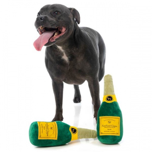 Plush Bottle of Champagne Dog Toy FuzzYard D for Dog